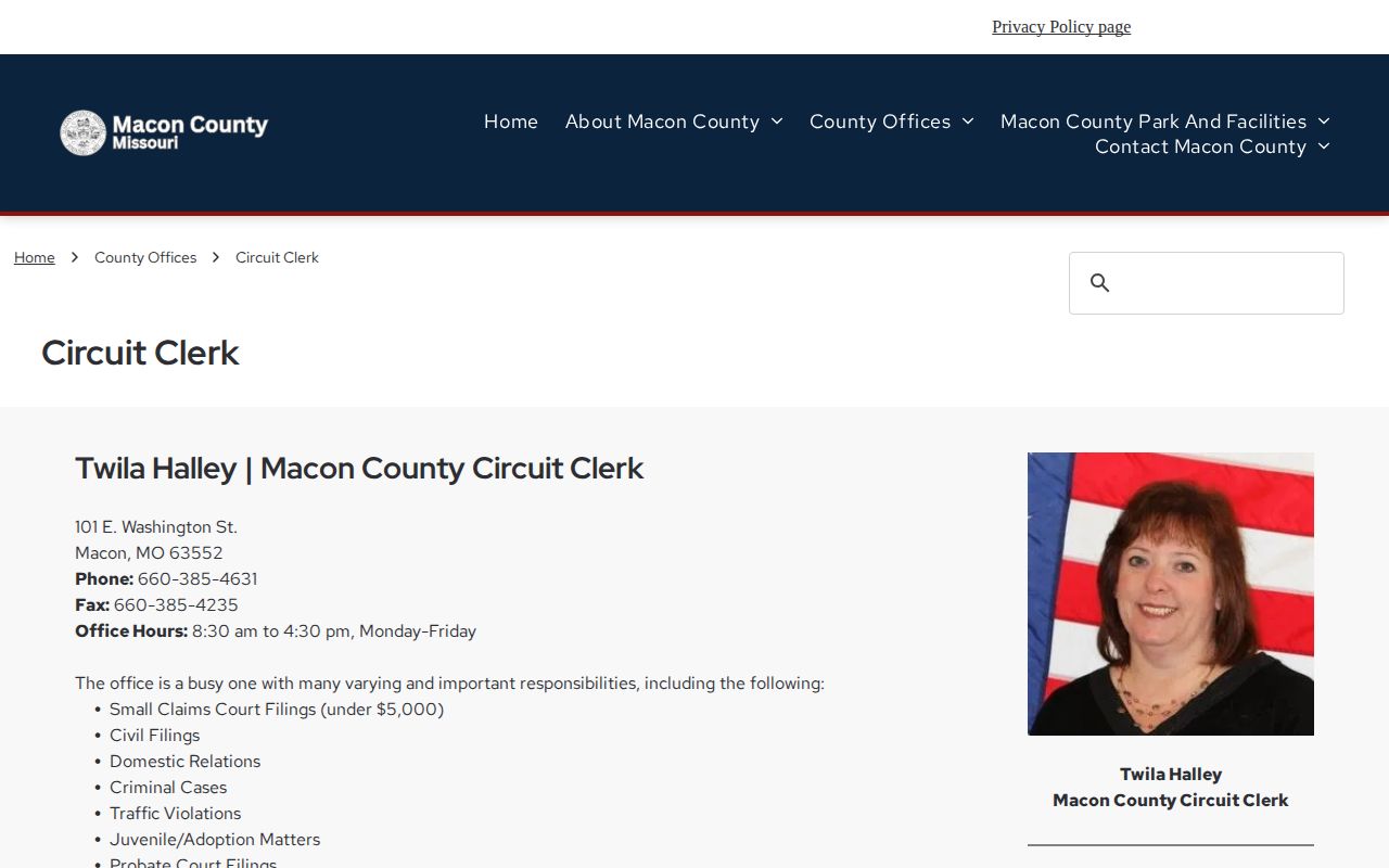 Macon County release case search information from the Circuit Clerk
